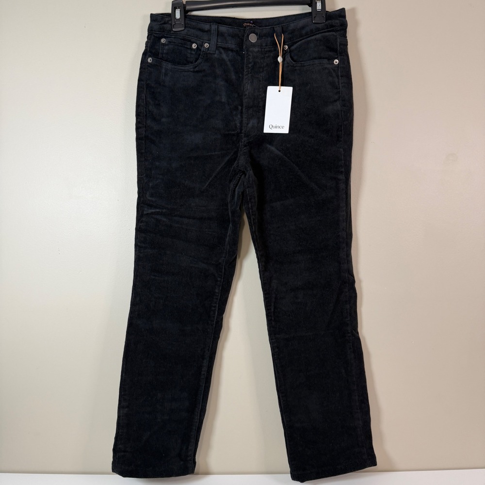 Quince Corduroy Pants Women Size 8 Organic Cotton Stretch Straight Leg High Rise